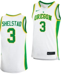 Jackson Shelstad Jersey #3 Oregon Ducks 2023-24 College Basketball uniform White