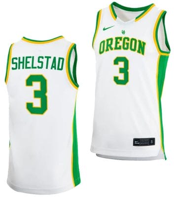 Jackson Shelstad Jersey #3 Oregon Ducks 2023-24 College Basketball uniform White