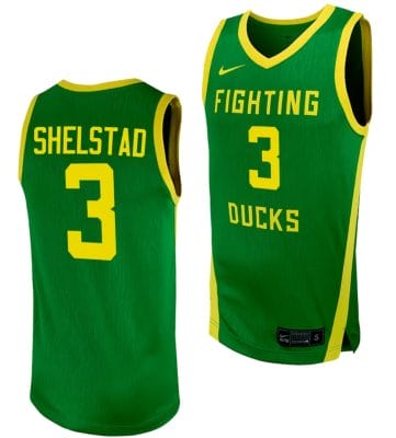 Jackson Shelstad Jersey #3 Oregon Ducks Replica College Basketball uniform Green