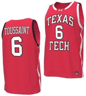 Joe Toussaint Jersey #6 Texas Tech Red Raiders Basketball uniform Red