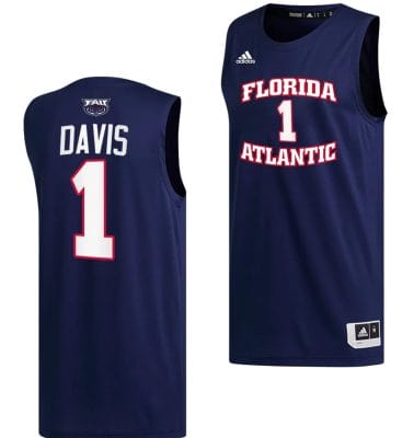 Johnell Davis Jersey #1 FAU Owls College Basketball Replica Navy 6 Johnell Davis Jersey #1 FAU Owls College Basketball Replica Navy