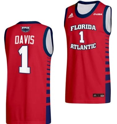 Johnell Davis Jersey #1 FAU Owls College Basketball Replica Red 6 Johnell Davis Jersey #1 FAU Owls College Basketball Replica Red