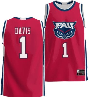 Johnell Davis Jersey #1 FAU Owls NIL College Basketball Lightweight Red