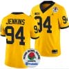 Kris Jenkins Jersey #94 Michigan Wolverines Rose Bowl Game 2024 Patch College Football Playoff Maize