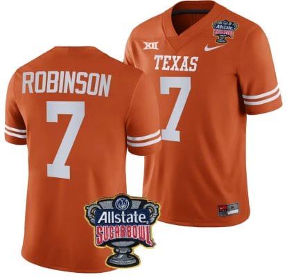 Keilan Robinson Jersey #7 Texas Longhorns Allstate Sugar Bowl Patch 2024 College Football Orange 8 Keilan Robinson Jersey #7 Texas Longhorns Allstate Sugar Bowl Patch 2024 College Football Orange