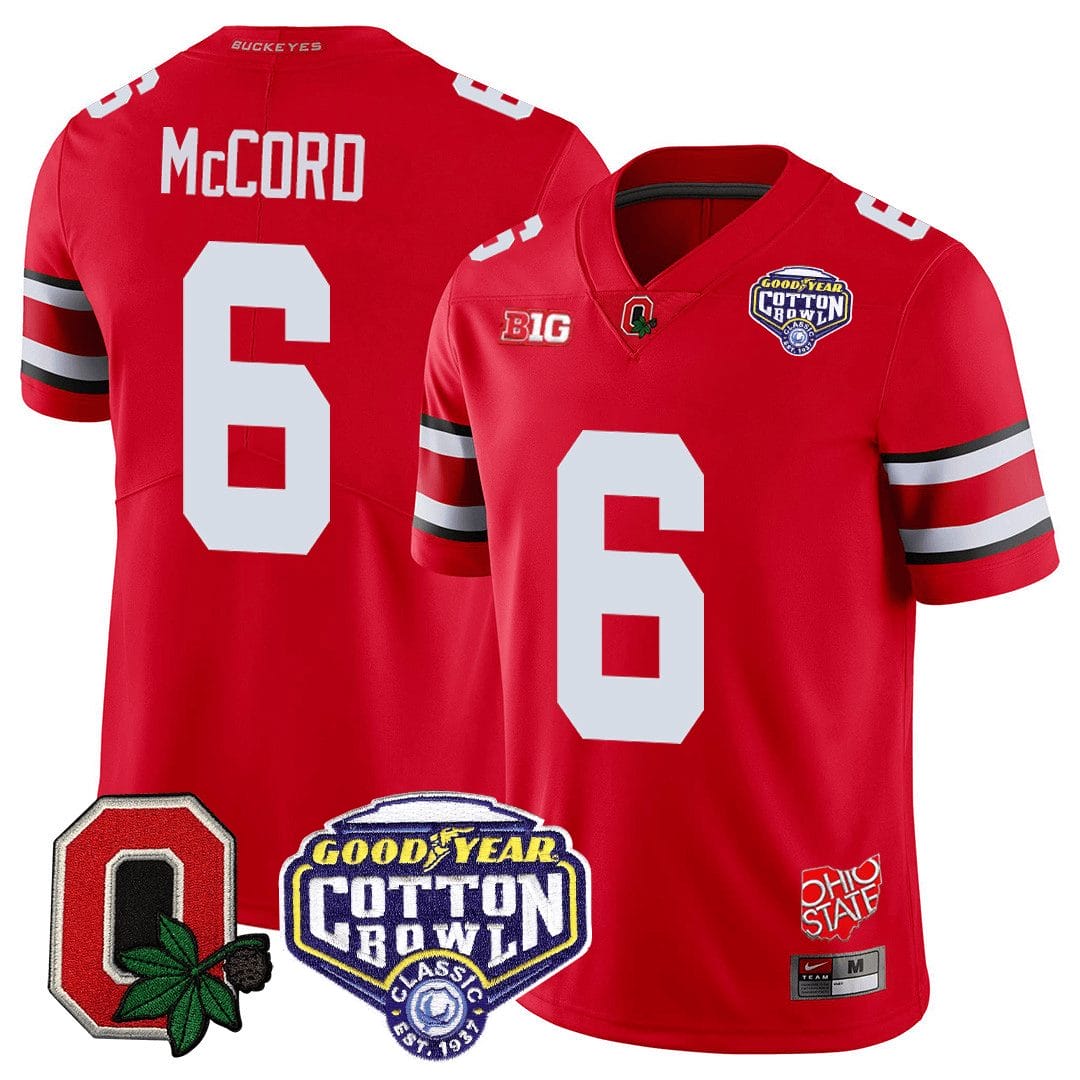 Kyle Mccord Jersey #6 Ohio State Buckeyes Good Year Cotton Bowl Patch Football Scarlet 1 Kyle Mccord Jersey #6 Ohio State Buckeyes Good Year Cotton Bowl Patch Football Scarlet