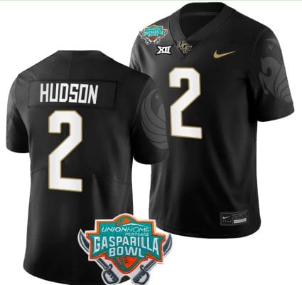 Kobe Hudson Jersey #2 UCF Knights 2023 Gasparilla Bowl Patch Football Black 8 Kobe Hudson Jersey #2 UCF Knights 2023 Gasparilla Bowl Patch Football Black