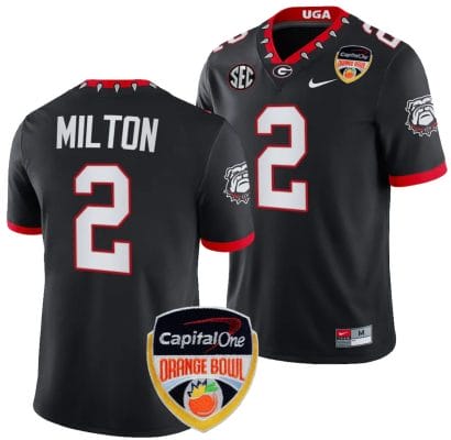 Kendall Milton Jersey #2 Georgia Bulldogs Orange Bowl Patch 2023 College Football Black