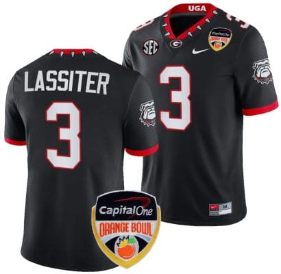 Kamari Lassiter Jersey #3 Georgia Bulldogs Orange Bowl Patch 2023 College Football Black