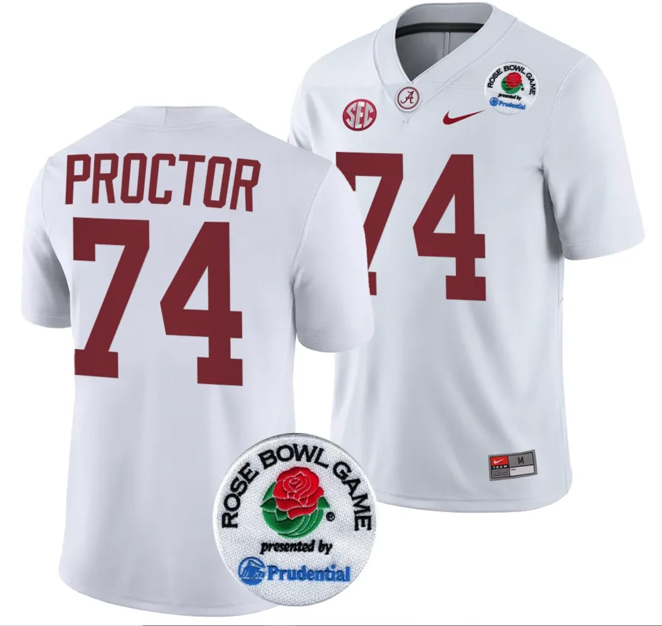 Kadyn Proctor Jersey #74 Alabama Crimson Tide Rose Bowl Game 2024 Patch College Football Playoff White 1 Kadyn Proctor Jersey #74 Alabama Crimson Tide Rose Bowl Game 2024 Patch College Football Playoff White