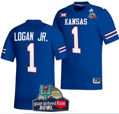 Kenny Logan Jr Jersey #1 Kansas Jayhawks 2023 Guaranteed Rate Bowl Champs Football Royal 8 Kenny Logan Jr Jersey #1 Kansas Jayhawks 2023 Guaranteed Rate Bowl Champs Football Royal