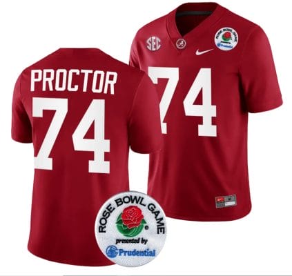 Kadyn Proctor Jersey #74 Alabama Crimson Tide Rose Bowl Game 2024 Patch College Football Playoff Crimson 8 Kadyn Proctor Jersey #74 Alabama Crimson Tide Rose Bowl Game 2024 Patch College Football Playoff Crimson