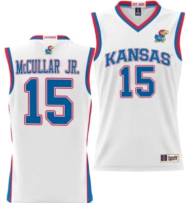 Kevin McCullar Jr Jersey #15 Kansas Jayhawks NIL College Basketball Lightweight White