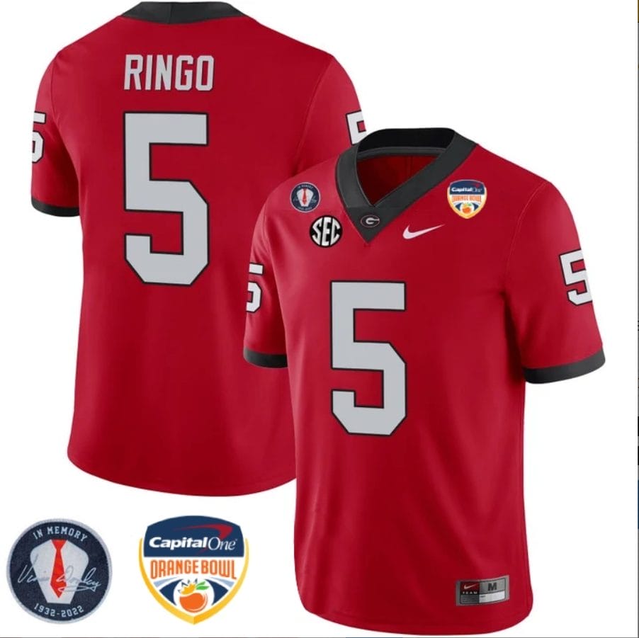 Kelee Ringo Jersey #5 Georgia Bulldogs Orange Bowl Patch Football Stitched Red 1 Kelee Ringo Jersey #5 Georgia Bulldogs Orange Bowl Patch Football Stitched Red