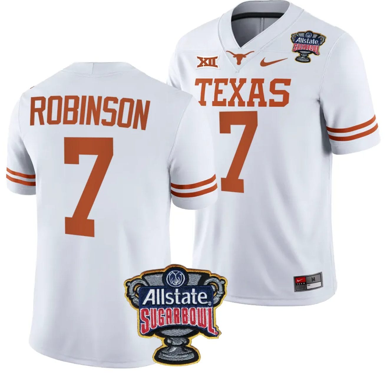 Keilan Robinson Jersey #7 Texas Longhorns Allstate Sugar Bowl Patch 2024 College Football White 1 Keilan Robinson Jersey #7 Texas Longhorns Allstate Sugar Bowl Patch 2024 College Football White