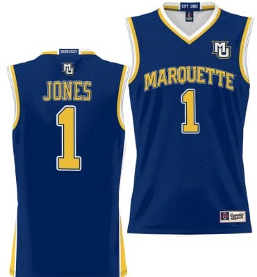 Kam Jones Jersey #1 Marquette Golden Eagles NIL Basketball Lightweight Navy