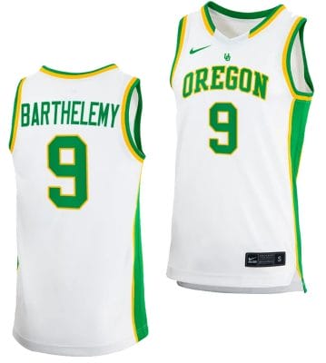 Keeshawn Barthelemy Jersey #9 Oregon Ducks 2023-24 College Basketball uniform White