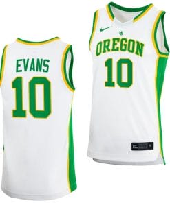 Kwame Evans Jersey #10 Oregon Ducks 2023-24 College Basketball uniform White