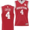 LJ Cryer Jersey #4 Houston Cougars NIL College Basketball Lightweight Red