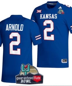 Lawrence Arnold Jersey #2 Kansas Jayhawks 2023 Guaranteed Rate Bowl Champs Football Royal
