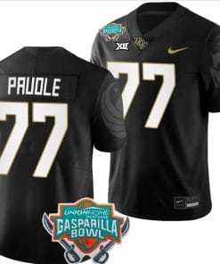 Lokahi Pauole Jersey #77 UCF Knights 2023 Gasparilla Bowl Patch Football Black
