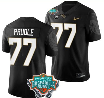 Lokahi Pauole Jersey #77 UCF Knights 2023 Gasparilla Bowl Patch Football Black