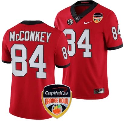 Ladd McConkey Jersey #84 Georgia Bulldogs Orange Bowl Patch 2023 College Football Red 8 Ladd McConkey Jersey #84 Georgia Bulldogs Orange Bowl Patch 2023 College Football Red