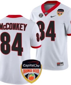 Ladd McConkey Jersey #84 Georgia Bulldogs Orange Bowl Patch 2023 College Football White