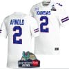 Lawrence Arnold Jersey #2 Kansas Jayhawks 2023 Guaranteed Rate Bowl Champs MVP Football White