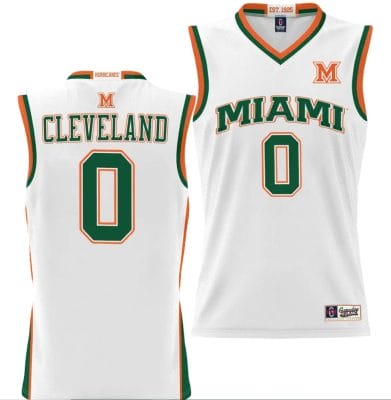 Matthew Cleveland Jersey #0 Miami Hurricanes NIL College Basketball Lightweight White