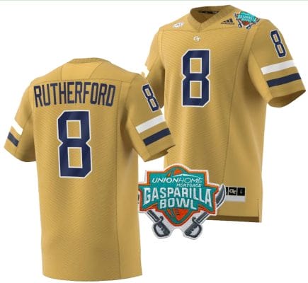 Malik Rutherford Jersey #8 Georgia Tech Yellow Jackets 2023 Gasparilla Bowl Patch Football Brown