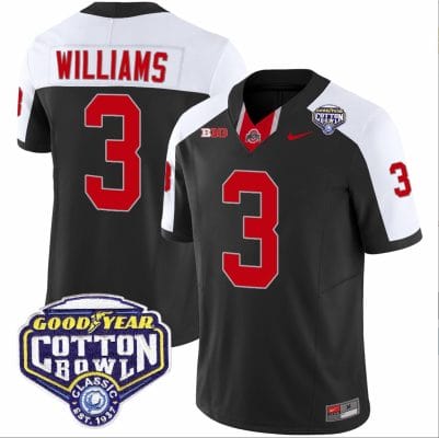 Miyan Williams Jersey #3 Ohio State Buckeyes Cotton Bowl Patch Vapor Football Black Alternate