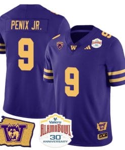 Michael Penix Jr Jersey #9 Washington Huskies Alamo Bowl Patch Football Purple Gold