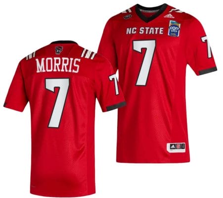 MJ Morris Jersey #7 NC State Wolfpack 2023 Pop-Tarts Bowl Football Red