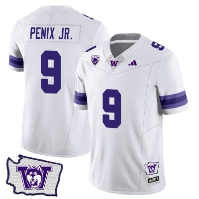 Michael Penix Jr Jersey #9 Washington Huskies Washington Map Patch Football White