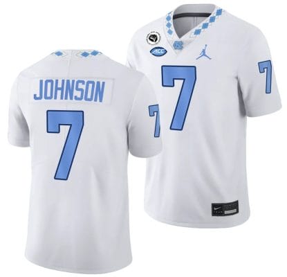 Max Johnson Jersey #7 North Carolina Tar Heels College Football White 2024