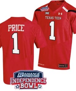Myles Price Jersey #1 Texas Tech Red Raiders Independence Bowl Patch Football 2023 Red
