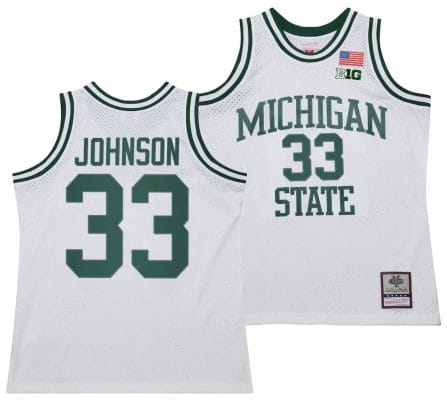 Magic Johnson Jersey #30 Michigan State Spartans 125th Basketball Anniversary 1990 Throwback White 6 Magic Johnson Jersey #30 Michigan State Spartans 125th Basketball Anniversary 1990 Throwback White