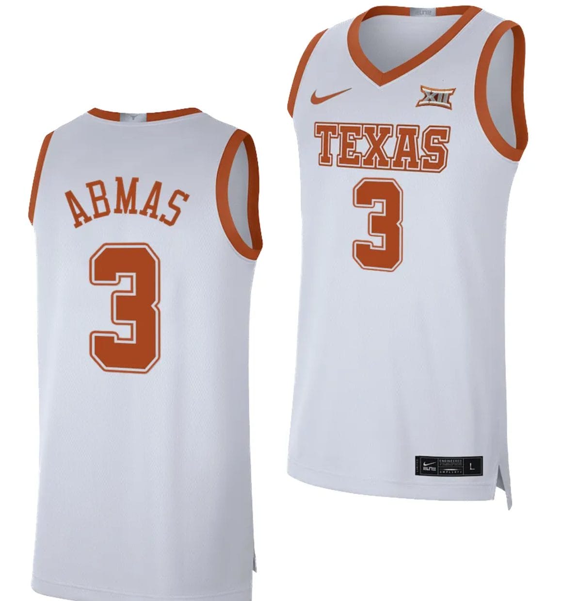 Max Abmas Jersey #3 Texas Longhorns NIL Limited College Basketball White 1 Max Abmas Jersey #3 Texas Longhorns NIL Limited College Basketball White