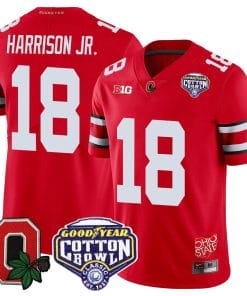 Marvin Harrison Jr Jersey #18 Ohio State Buckeyes Good Year Cotton Bowl Patch Football Scarlet