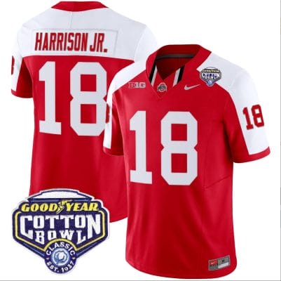 Marvin Harrison Jr Jersey #18 Ohio State Buckeyes Cotton Bowl Patch Vapor Football Red Alternate 8 Marvin Harrison Jr Jersey #18 Ohio State Buckeyes Cotton Bowl Patch Vapor Football Red Alternate