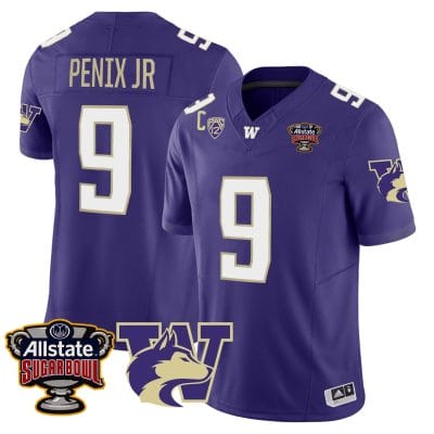 Michael Penix Jr Jersey #9 Washington Huskies Sugar Bowl Patch Football Stitched