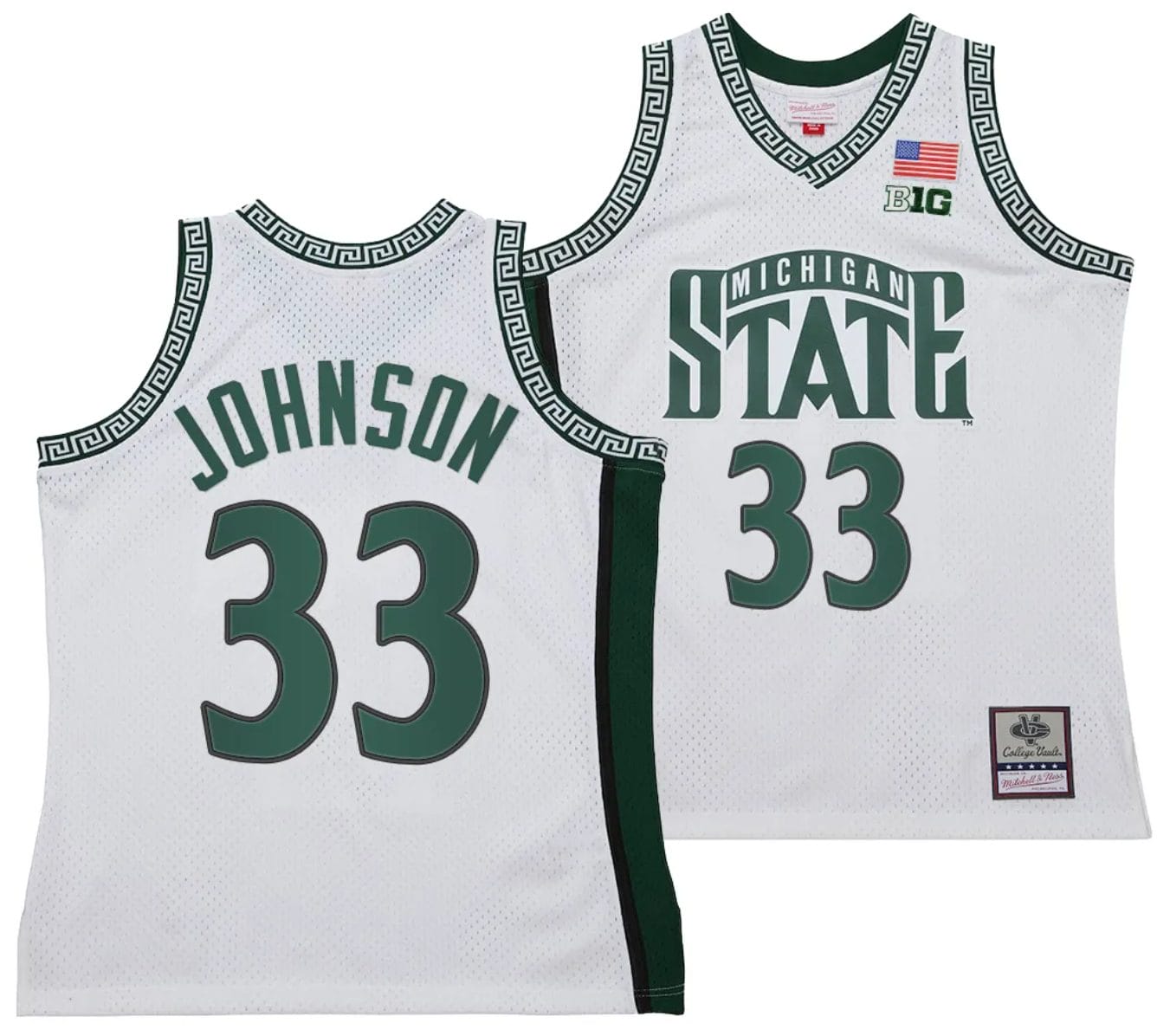 Magic Johnson Jersey #33 Michigan State Spartans 125th Basketball Anniversary 1999 Throwback White 1 Magic Johnson Jersey #33 Michigan State Spartans 125th Basketball Anniversary 1999 Throwback White