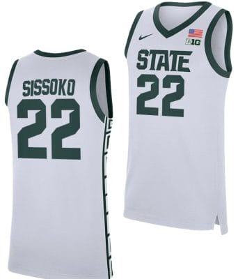 Mady Sissoko Jersey #22 Michigan State Spartans Replica Basketball 2023-24 White 6 Mady Sissoko Jersey #22 Michigan State Spartans Replica Basketball 2023-24 White