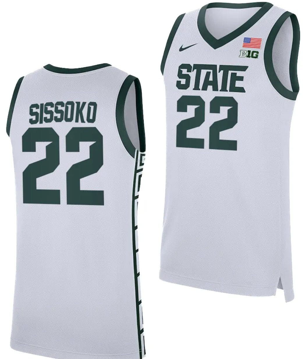 Mady Sissoko Jersey #22 Michigan State Spartans Replica Basketball 2023-24 White 1 Mady Sissoko Jersey #22 Michigan State Spartans Replica Basketball 2023-24 White