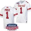 Myles Price Jersey #1 Texas Tech Red Raiders Independence Bowl Patch Football 2023 White 5 Myles Price Jersey #1 Texas Tech Red Raiders Independence Bowl Patch Football 2023 White