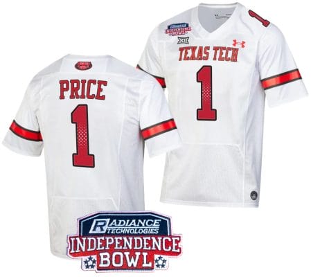 Myles Price Jersey #1 Texas Tech Red Raiders Independence Bowl Patch Football 2023 White