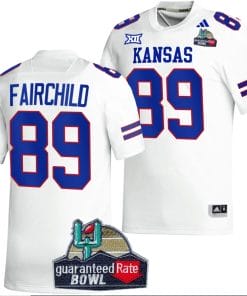 Mason Fairchild Jersey #89 Kansas Jayhawks 2023 Guaranteed Rate Bowl Champs MVP Football White