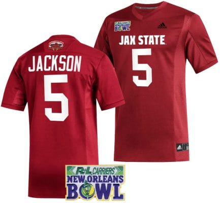 Malik Jackson Jersey #5 Jacksonville State Gamecocks 2023 New Orleans Bowl Patch Football Red