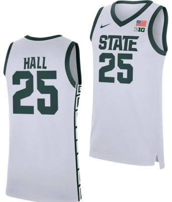 Malik Hall Jersey #25 Michigan State Spartans Replica Basketball 2023-24 White